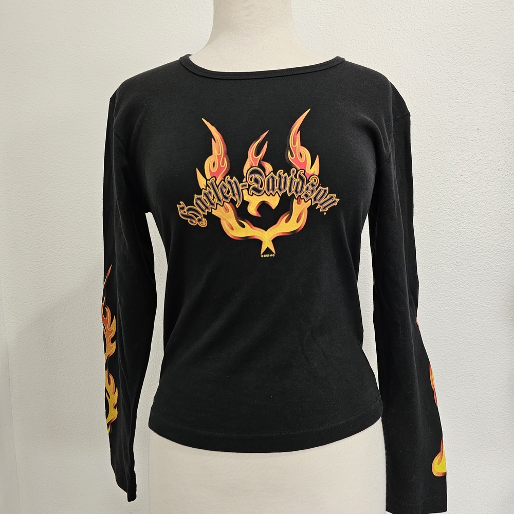 Harley-Davidson Women's Black Flame Long Sleeve Top